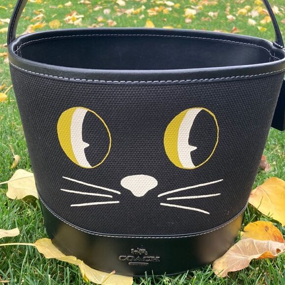 Coach Trick Or Treat Bucket In Signature Canvas With Halloween Cat Bag Purse - Picture 1 of 3